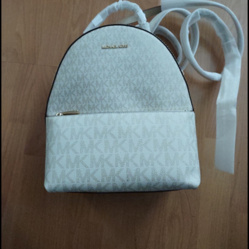 Michael Kors White Backpack with Monogram Pattern